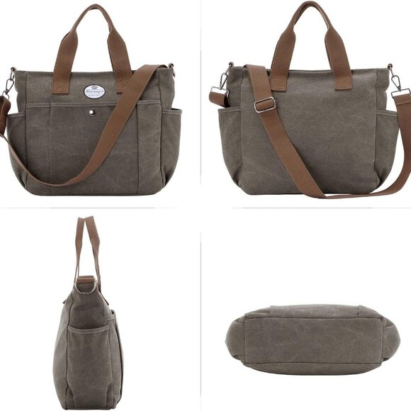 Eco-Friendly Grey Canvas Tote for Women - Lightweight Crossbody and Work Bag - Picture 6 of 8